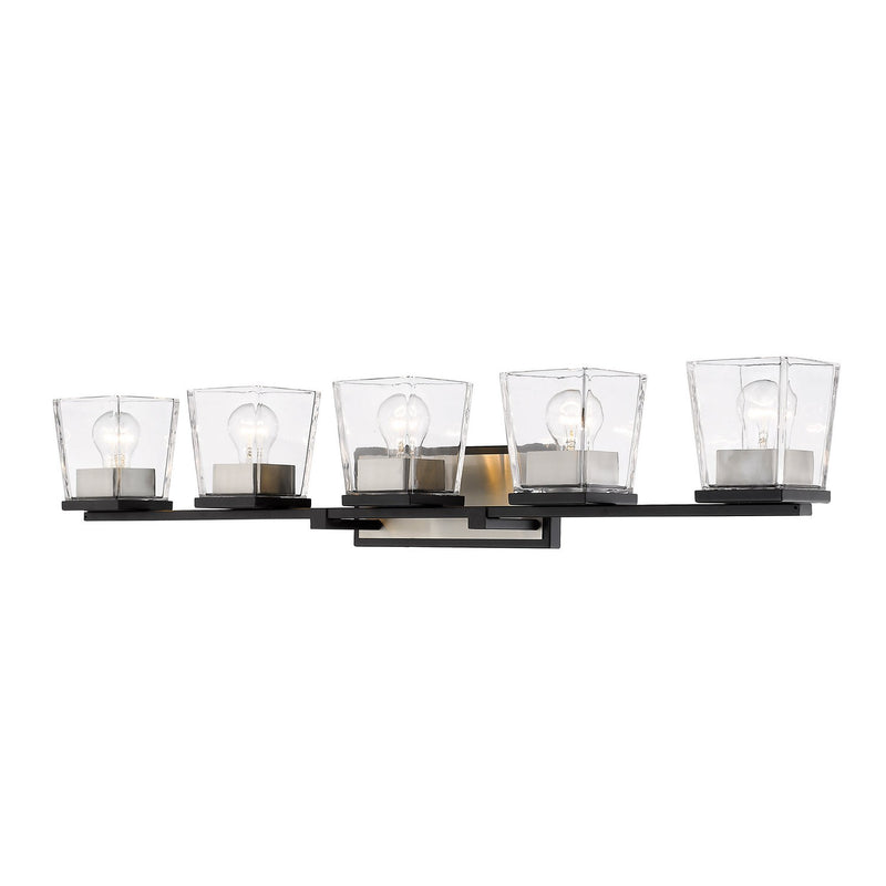 Z-Lite - 475-5V-MB-BN - Five Light Vanity - Bleeker Street - Matte Black + Brushed Nickel