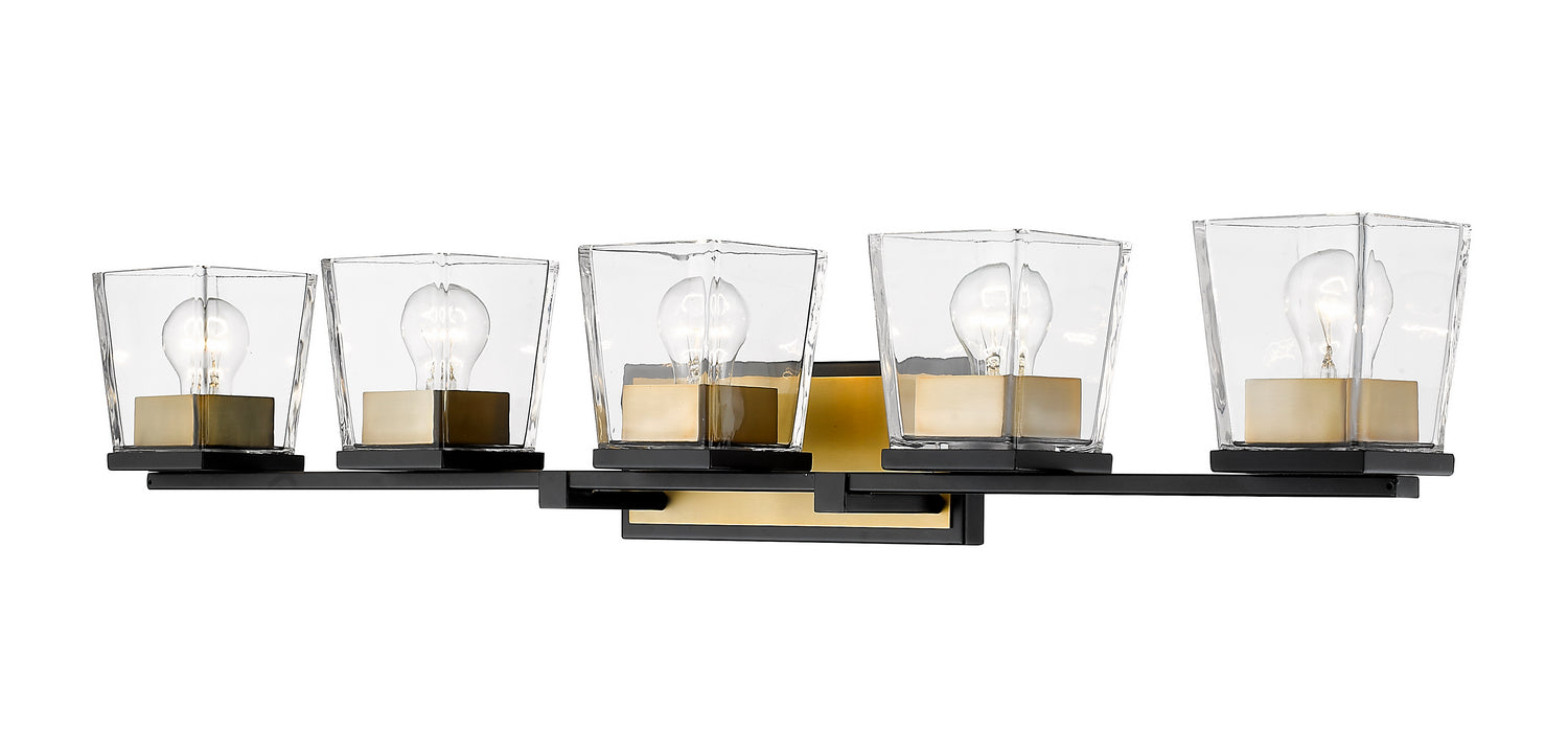 Z-Lite - 475-5V-MB-OBR - Five Light Vanity - Bleeker Street - Matte Black + Olde Brass