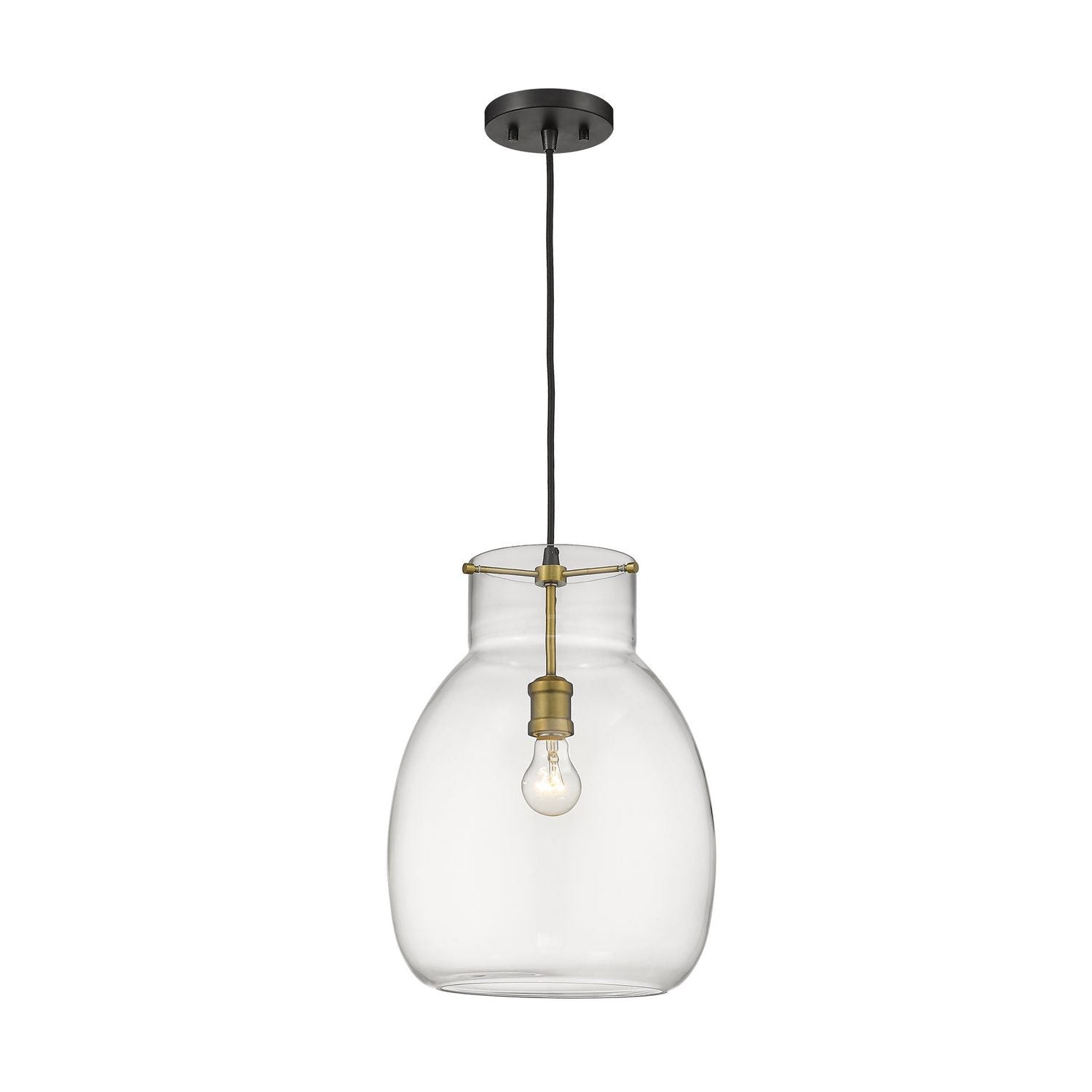 Z-Lite - 476P-MB-OBR - One Light Pendant - Bella - Matte Black + Olde Brass