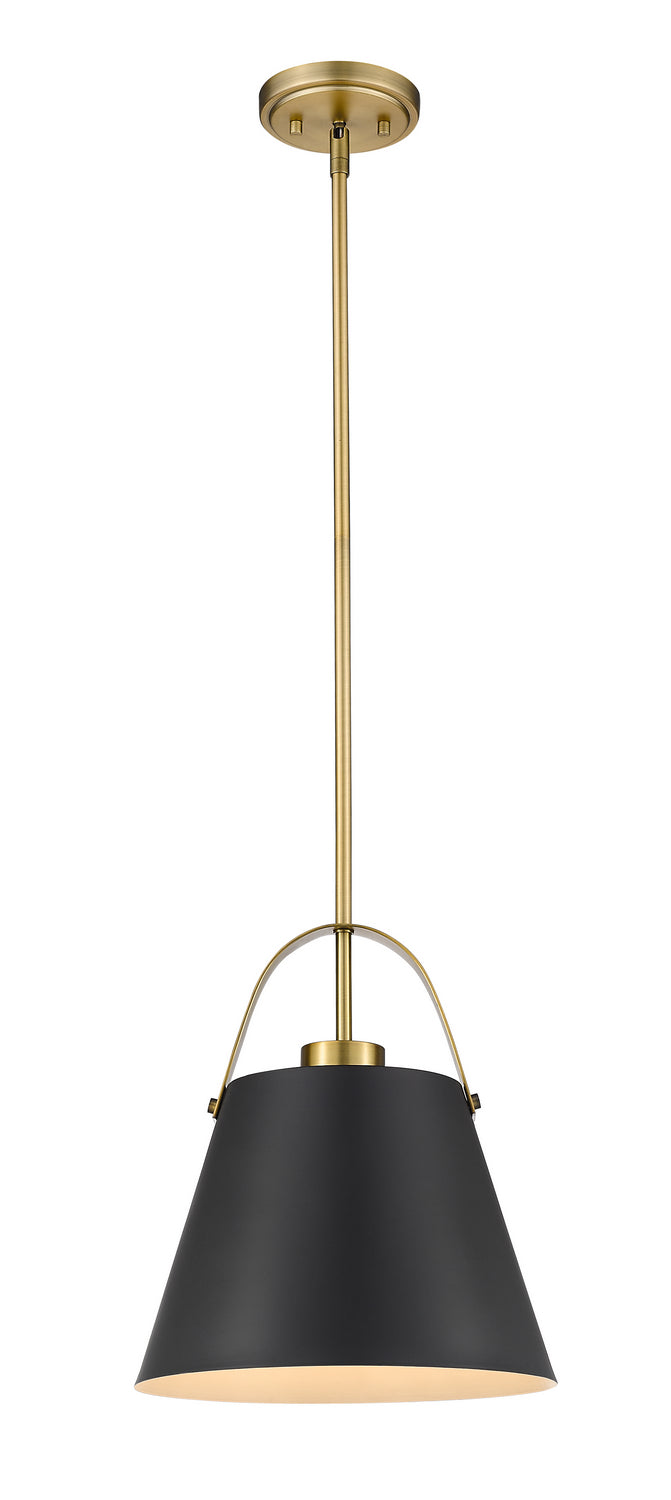 Z-Lite - 726P-MB+HBR - One Light Pendant - Z-Studio - Matte Black + Heritage Brass