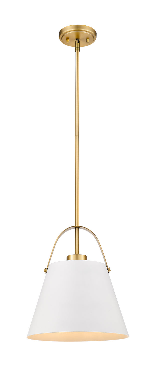 Z-Lite - 726P-MW+HBR - One Light Pendant - Z-Studio - Matte White + Heritage Brass
