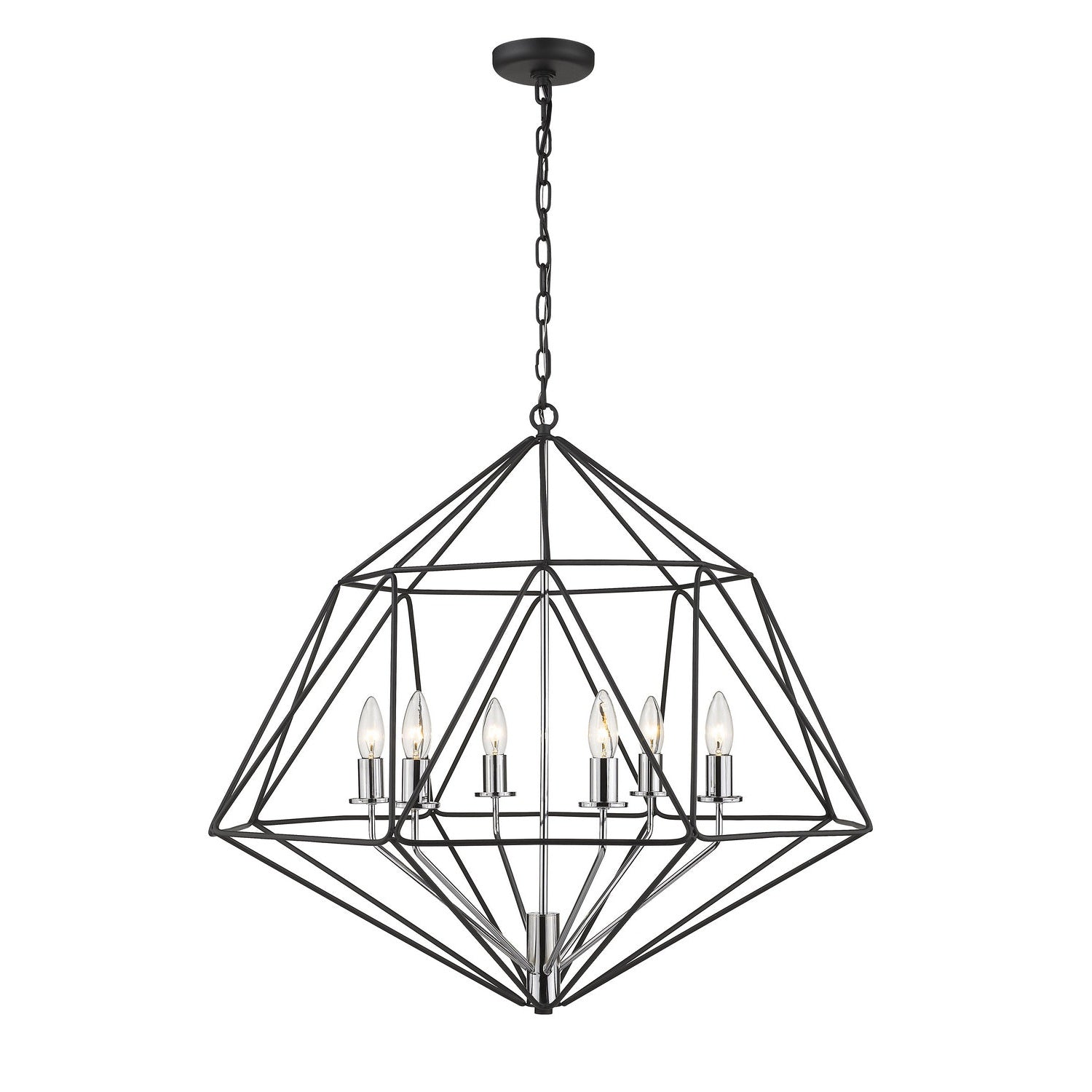 Z-Lite - 918-30MB-CH - Six Light Chandelier - Geo - Matte Black + Chrome