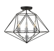 Z-Lite - 918SF-MB-CH - Three Light Semi Flush Mount - Geo - Matte Black + Chrome