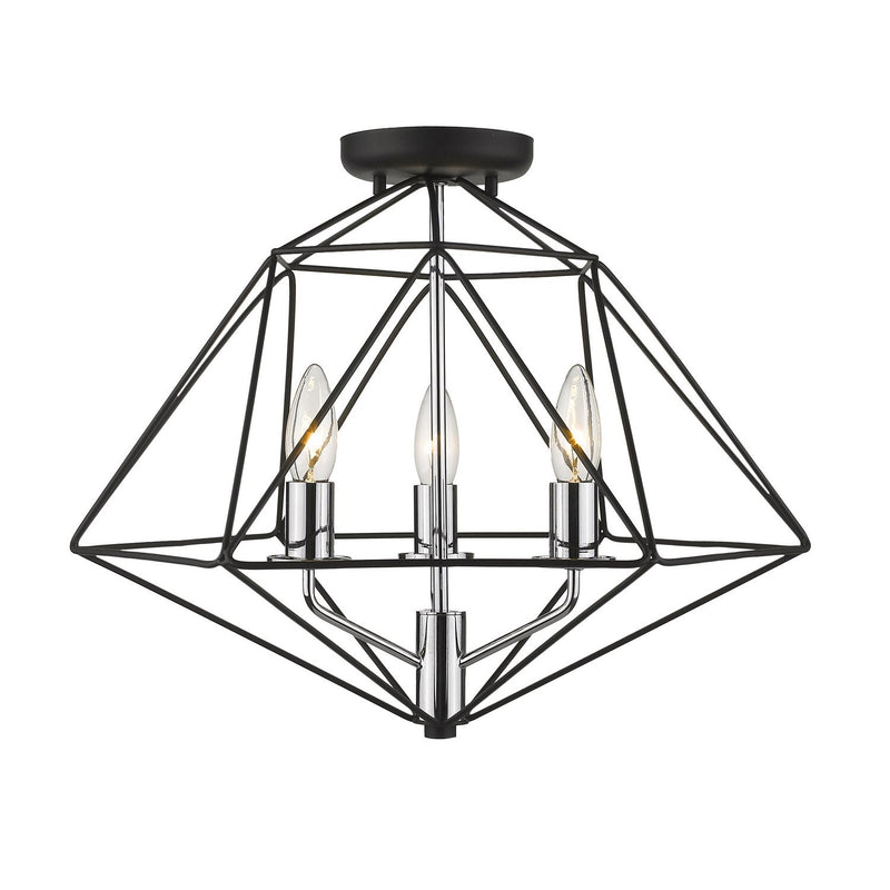 Z-Lite - 918SF-MB-CH - Three Light Semi Flush Mount - Geo - Matte Black + Chrome