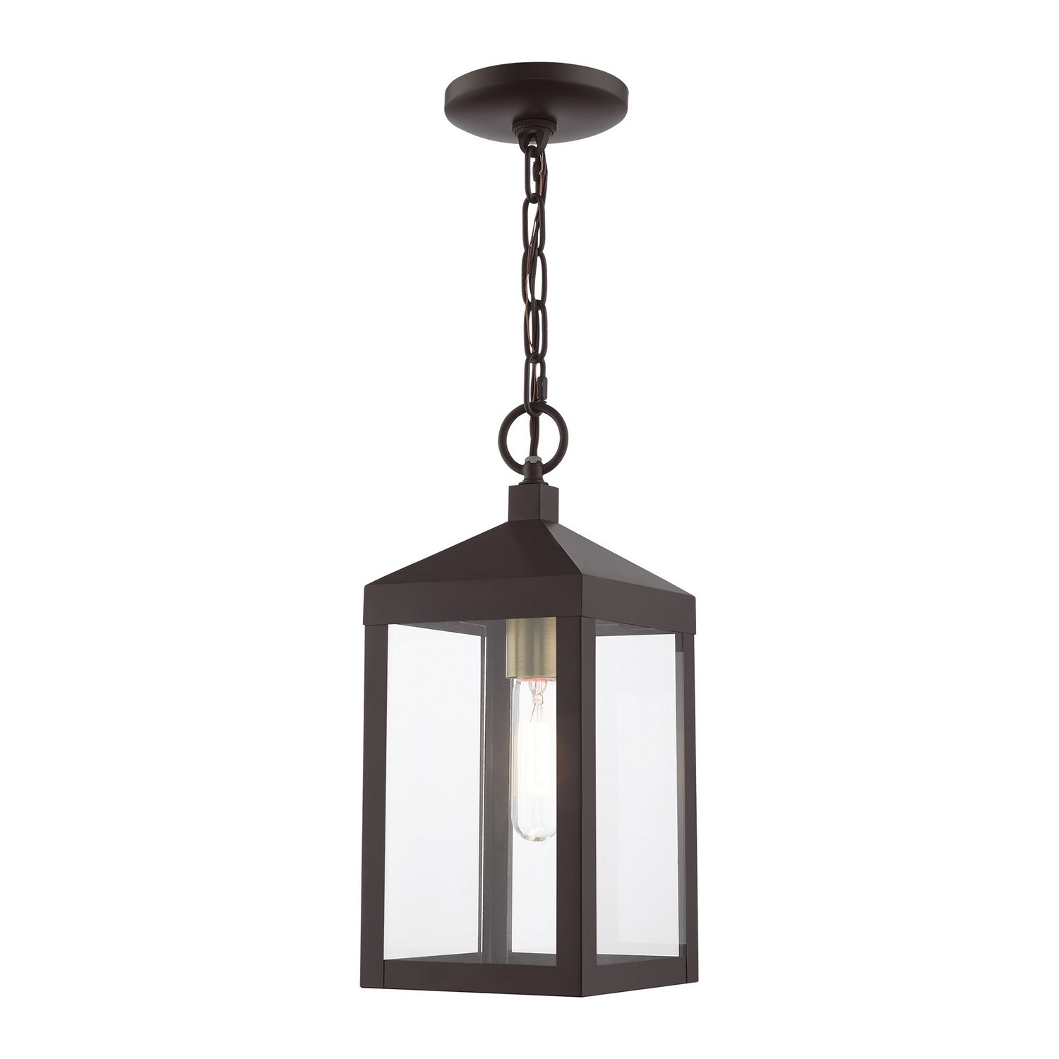 Livex Lighting - 20591-07 - One Light Outdoor Pendant - Nyack - Bronze w/ Antique Brass Cluster