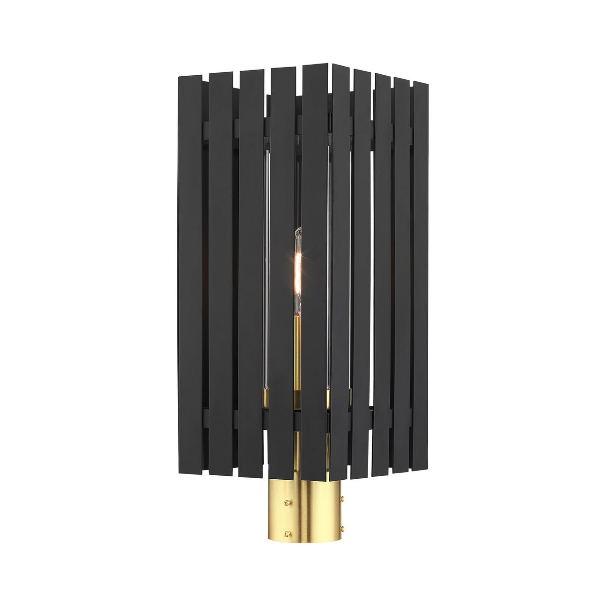 Livex Lighting - 20756-04 - One Light Outdoor Post Top Lantern - Greenwich - Black w/ Satin Brasss