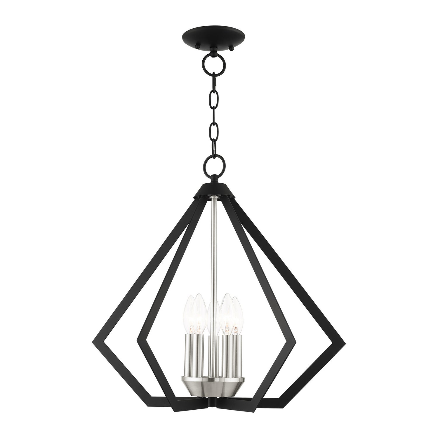 Livex Lighting - 40925-04 - Five Light Chandelier - Prism - Black w/ Brushed Nickel Cluster