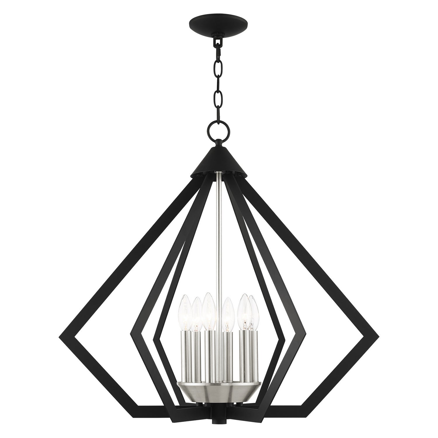 Livex Lighting - 40926-04 - Six Light Chandelier - Prism - Black w/ Brushed Nickel Cluster