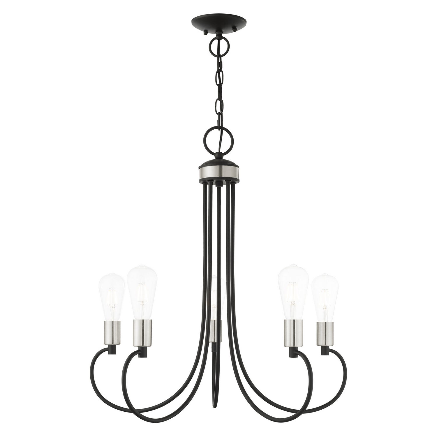 Livex Lighting - 42925-04 - Five Light Chandelier - Bari - Black w/ Brushed Nickels