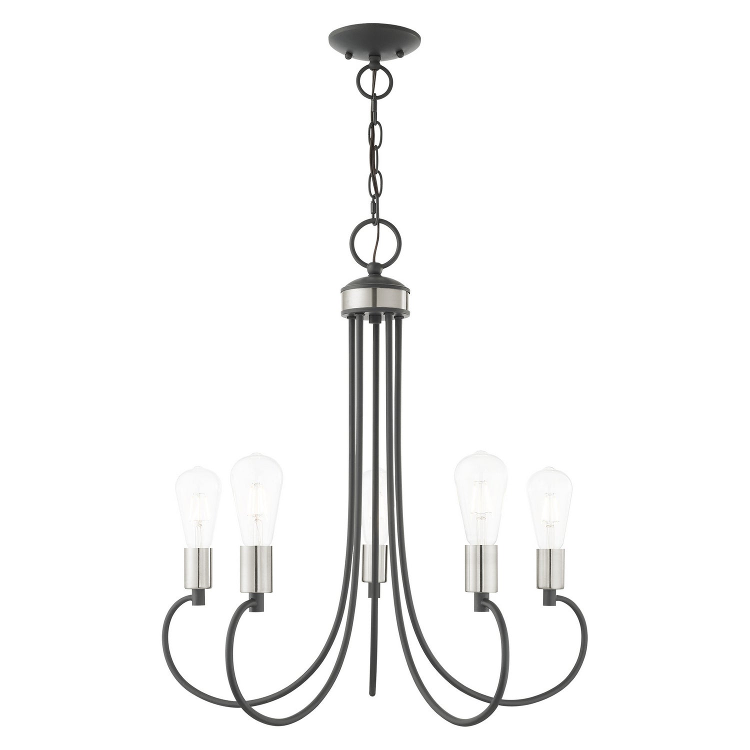 Livex Lighting - 42925-76 - Five Light Chandelier - Bari - Scandinavian Gray w/ Brushed Nickels