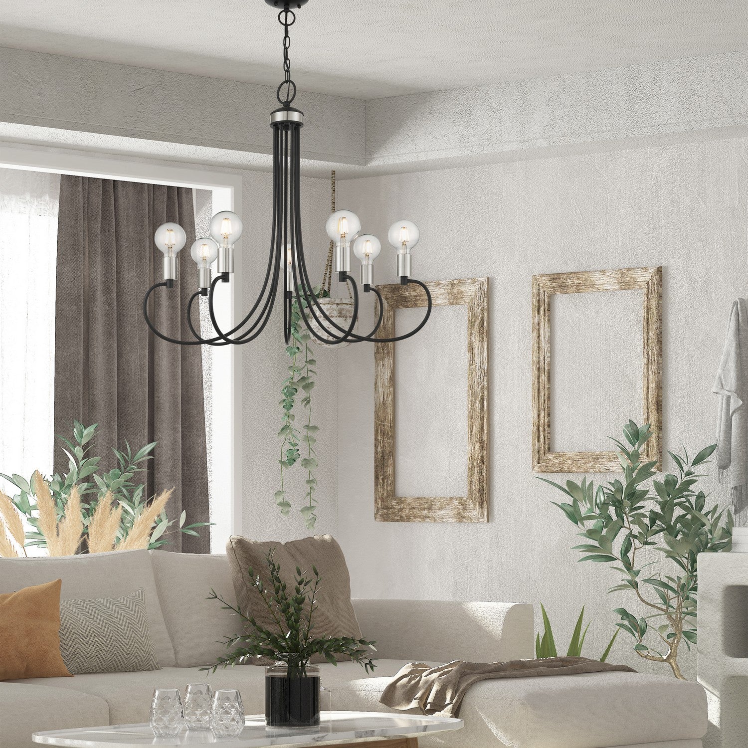 Livex Lighting - 42927-04 - Seven Light Chandelier - Bari - Black w/ Brushed Nickels