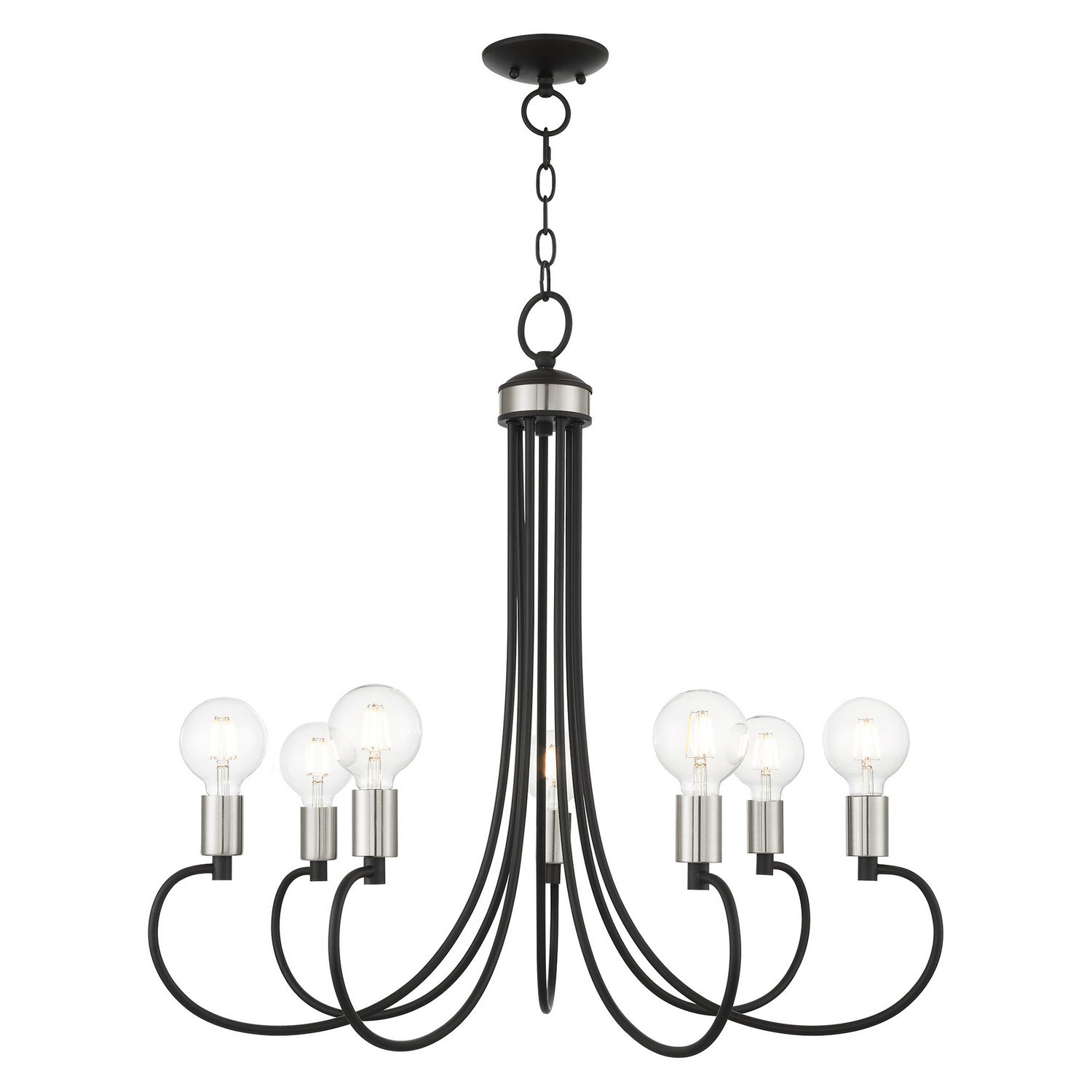 Livex Lighting - 42927-04 - Seven Light Chandelier - Bari - Black w/ Brushed Nickels