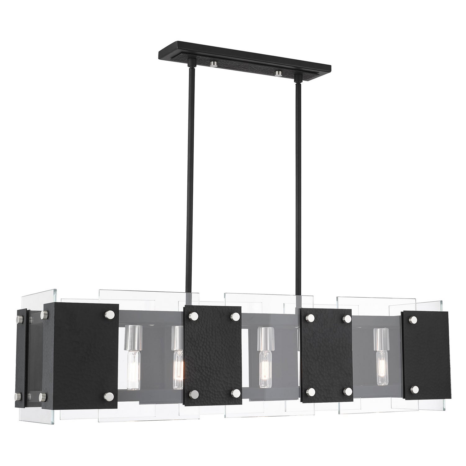 Livex Lighting - 45997-04 - Eight Light Linear Chandelier - Barcelona - Black w/ Brushed Nickels