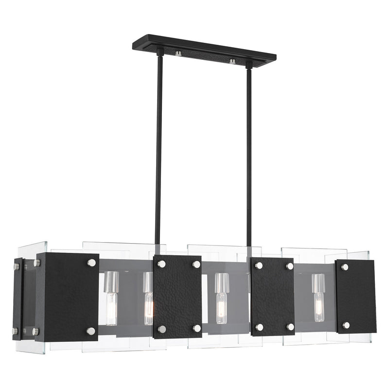 Livex Lighting - 45997-04 - Eight Light Linear Chandelier - Barcelona - Black w/ Brushed Nickels