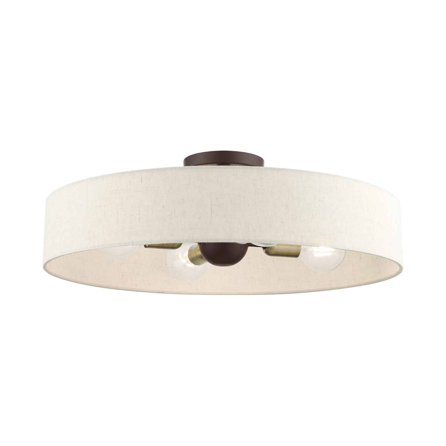 Livex Lighting - 46038-07 - Four Light Semi Flush Mount - Venlo - Bronze w/ Antique Brasss