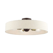 Livex Lighting - 46038-07 - Four Light Semi Flush Mount - Venlo - Bronze w/ Antique Brasss