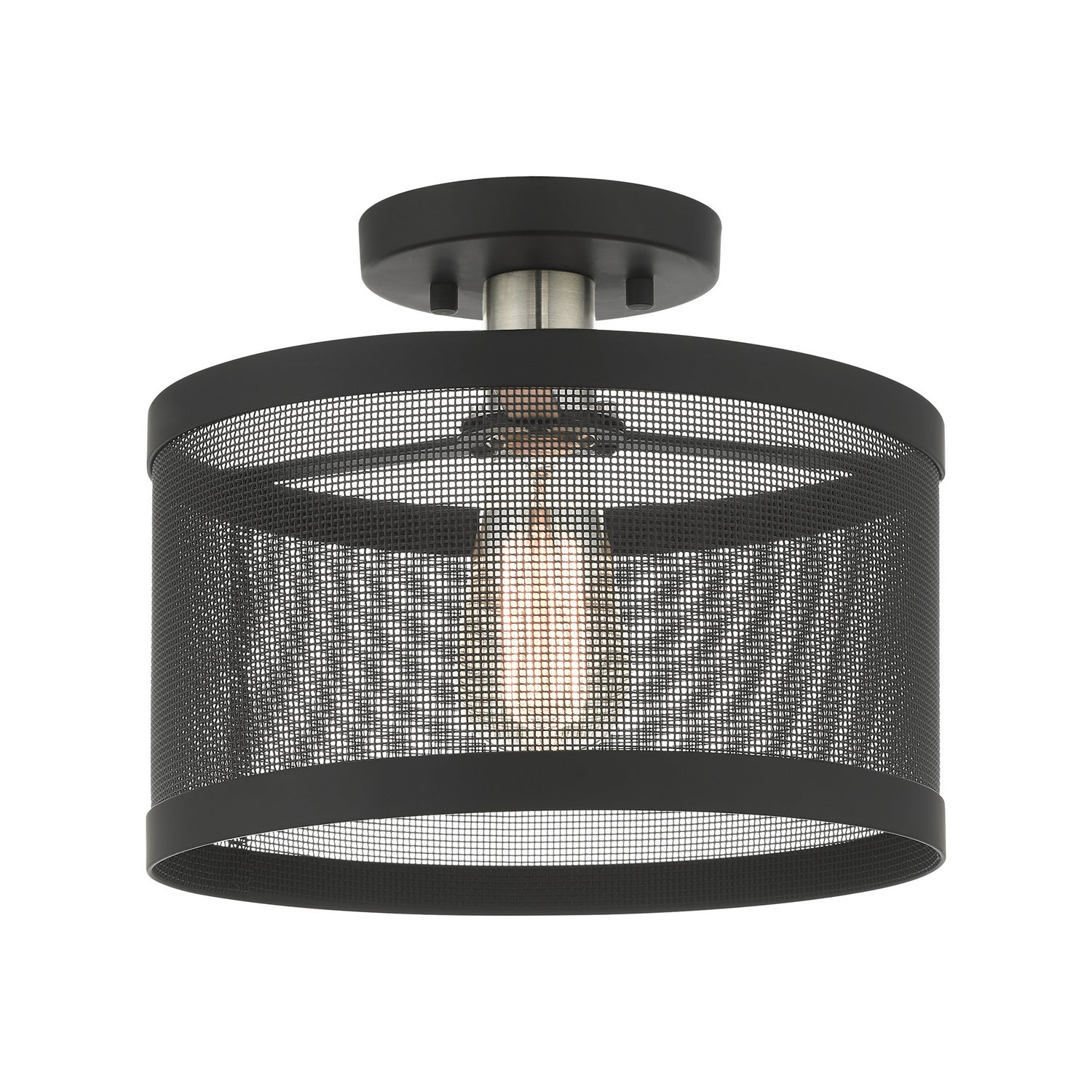 Livex Lighting - 46216-04 - One Light Semi Flush Mount - Industro - Black w/ Brushed Nickels