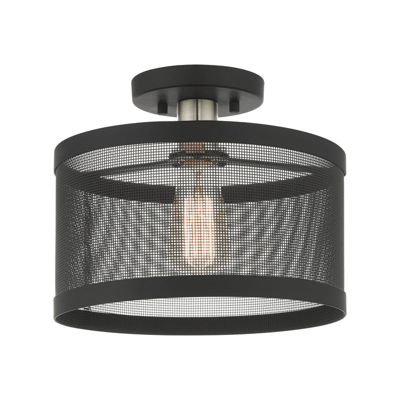Livex Lighting - 46216-04 - One Light Semi Flush Mount - Industro - Black w/ Brushed Nickels