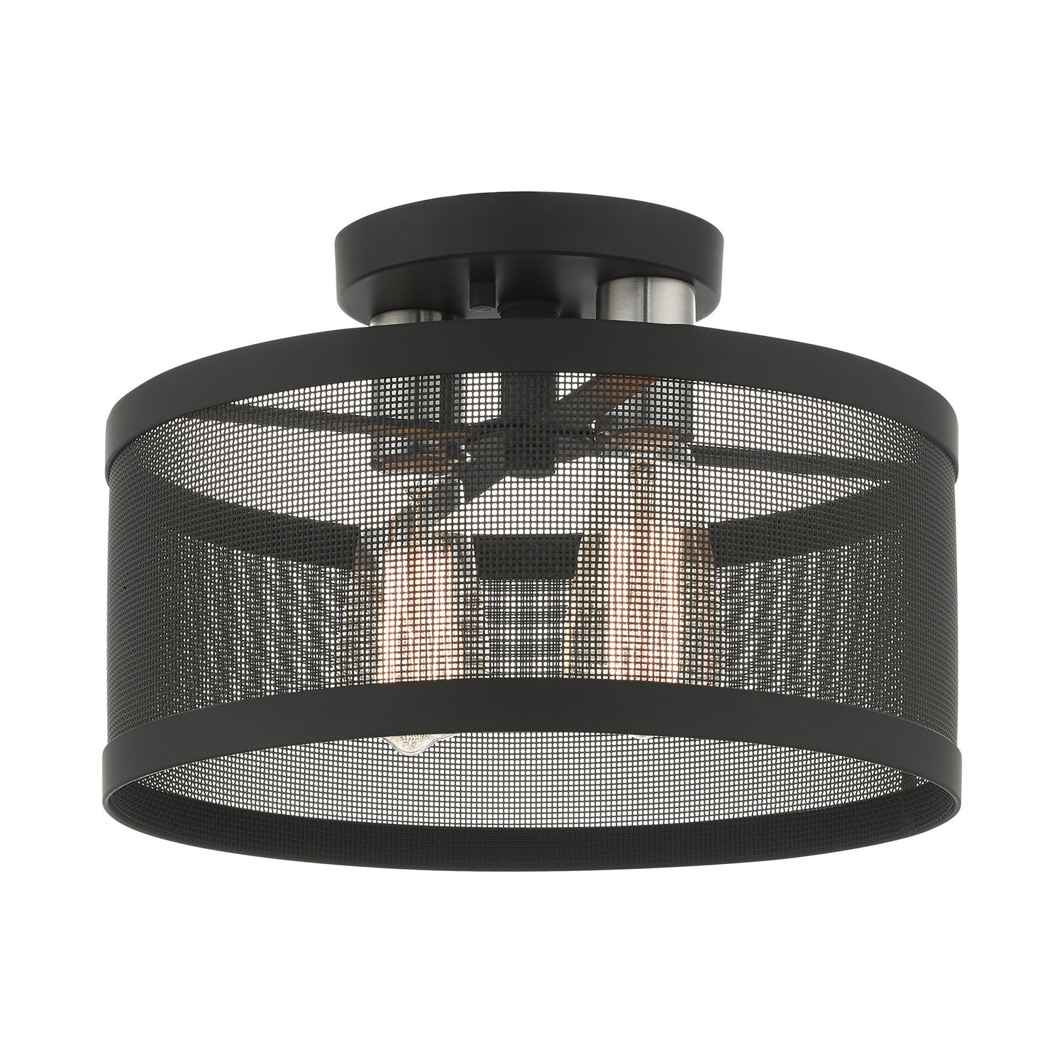 Livex Lighting - 46217-04 - Two Light Semi Flush Mount - Industro - Black w/ Brushed Nickels