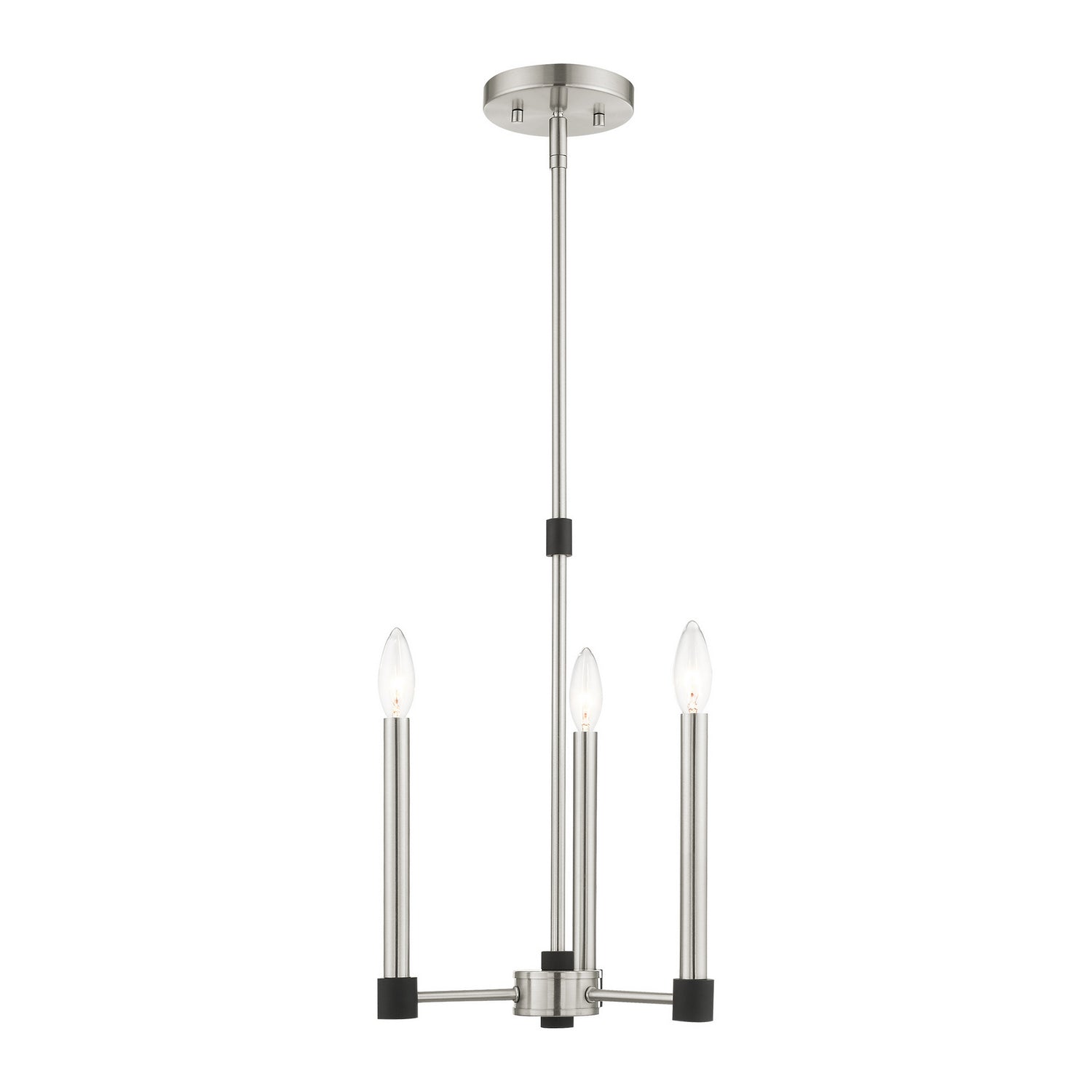 Livex Lighting - 46883-91 - Three Light Chandelier - Karlstad - Brushed Nickel w/ Blacks