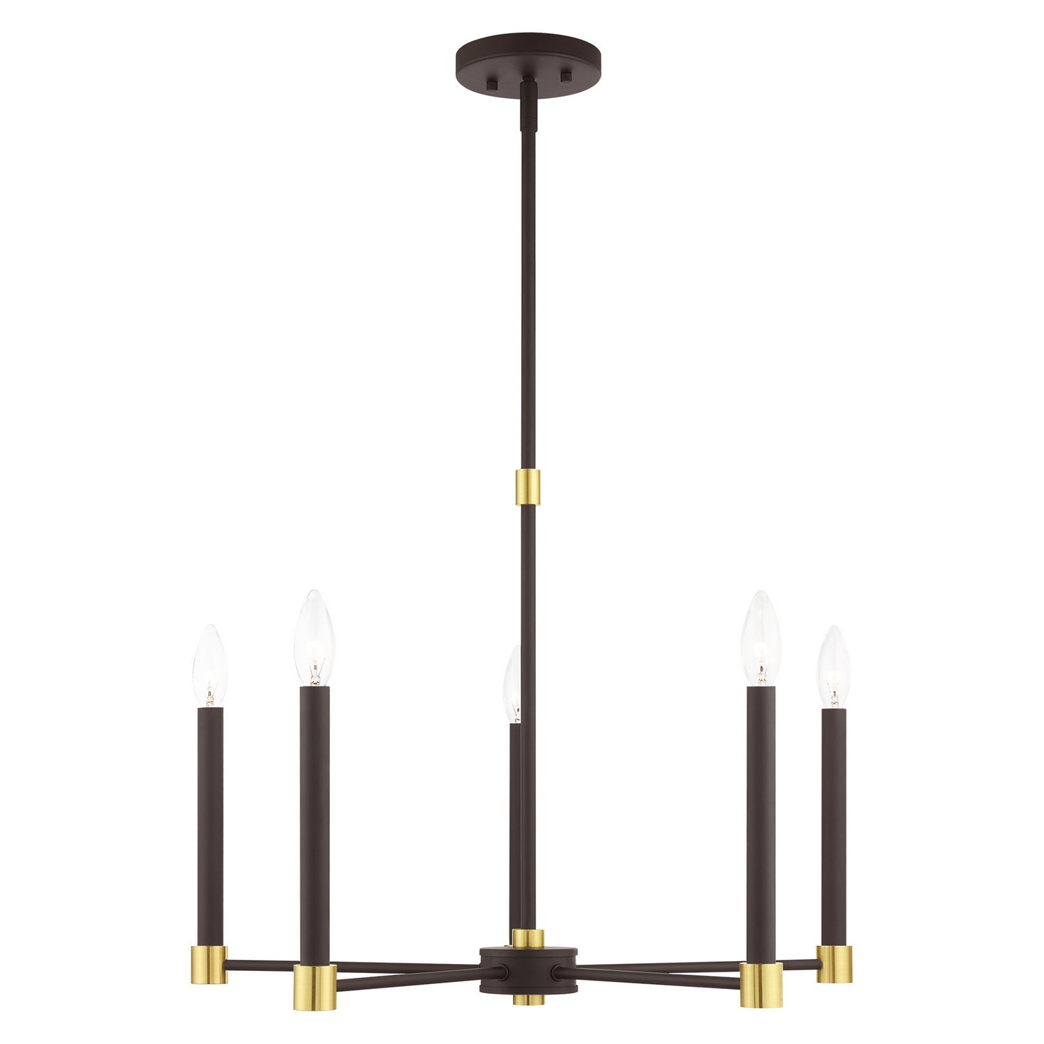 Livex Lighting - 46885-07 - Five Light Chandelier - Karlstad - Bronze w/ Satin Brasss