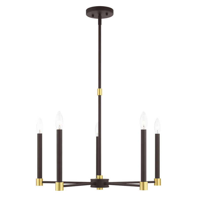 Livex Lighting - 46885-07 - Five Light Chandelier - Karlstad - Bronze w/ Satin Brasss