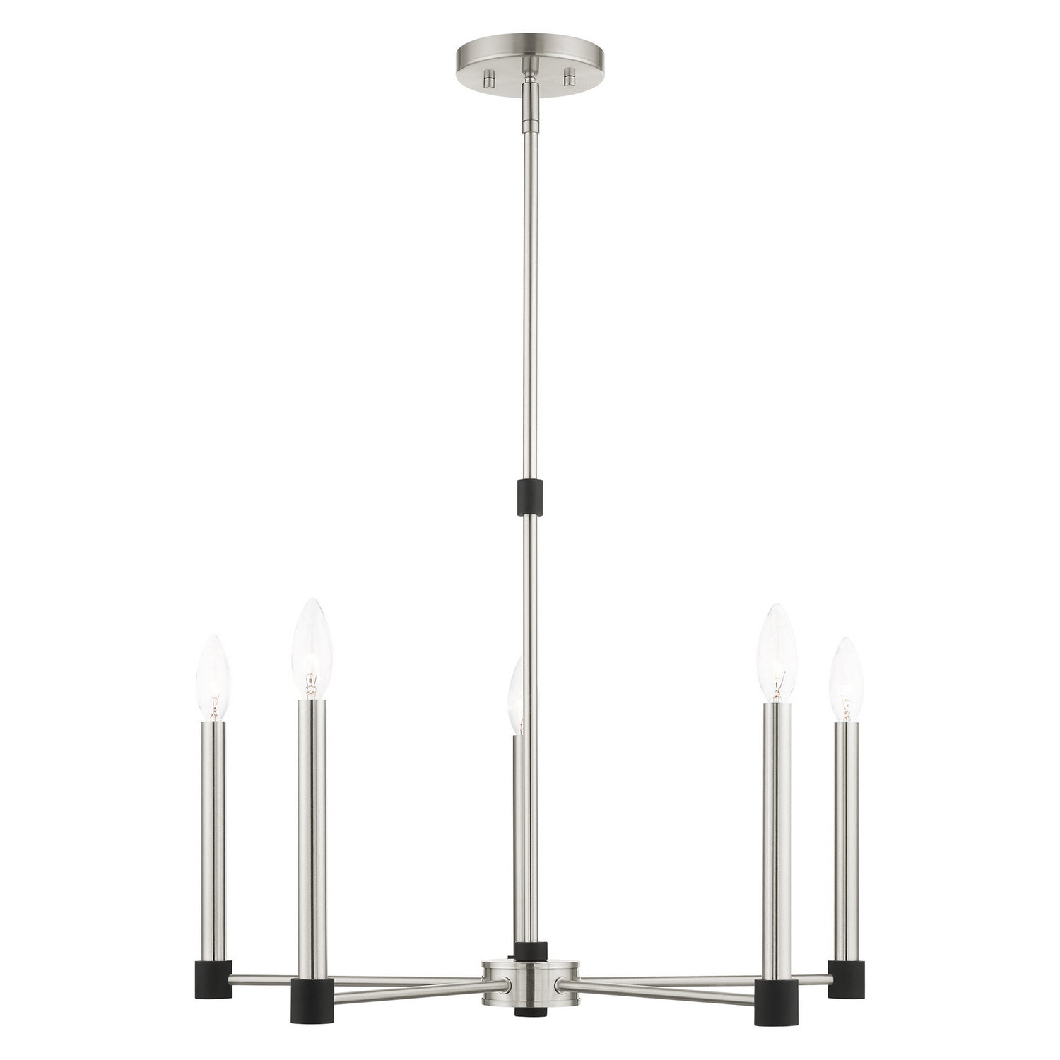 Livex Lighting - 46885-91 - Five Light Chandelier - Karlstad - Brushed Nickel w/ Blacks