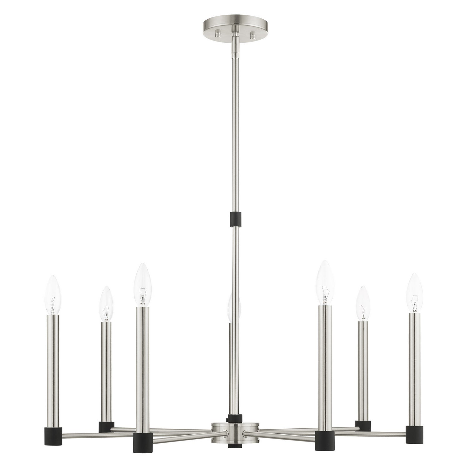 Livex Lighting - 46887-91 - Seven Light Chandelier - Karlstad - Brushed Nickel w/ Blacks