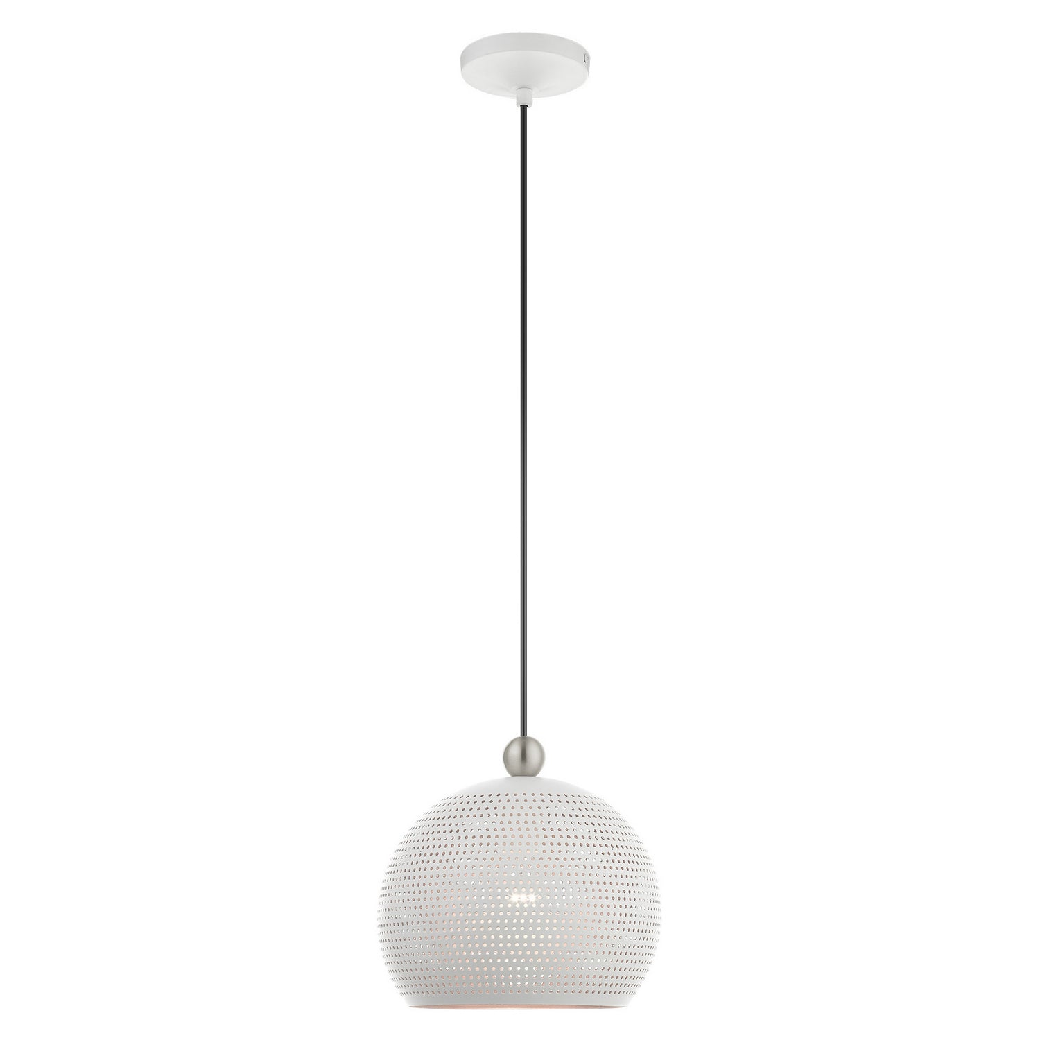Livex Lighting - 49100-03 - One Light Pendant - Dublin - White w/ Brushed Nickels