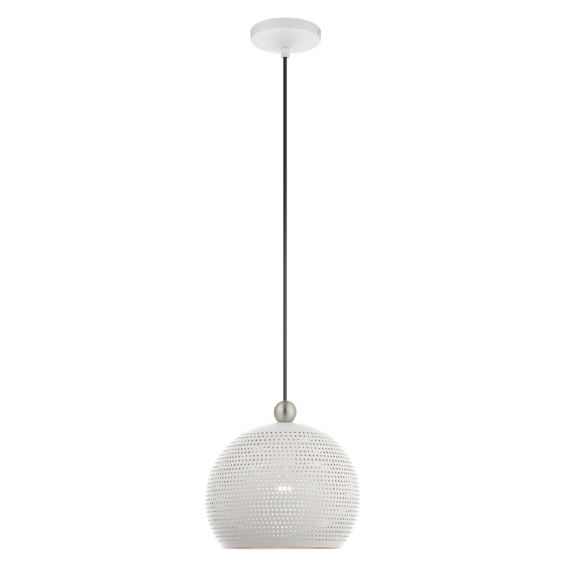 Livex Lighting - 49100-03 - One Light Pendant - Dublin - White w/ Brushed Nickels