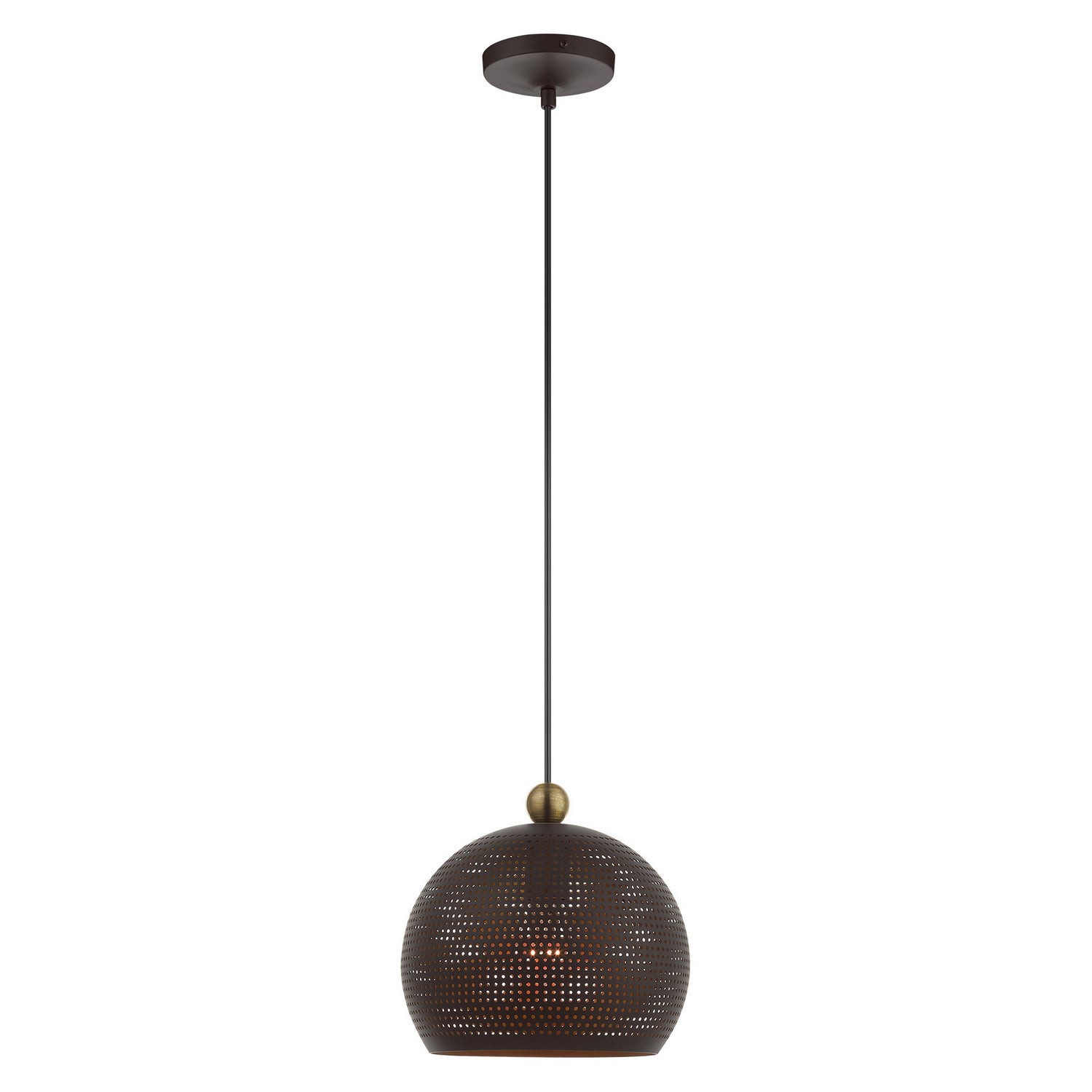 Livex Lighting - 49100-07 - One Light Pendant - Dublin - Bronze w/ Antique Brasss