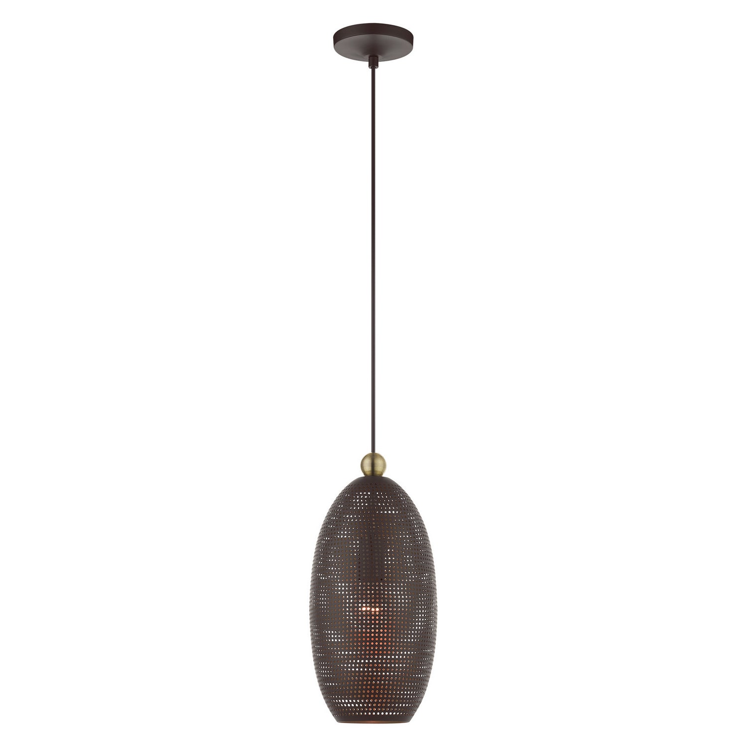 Livex Lighting - 49101-07 - One Light Pendant - Dublin - Bronze w/ Antique Brasss