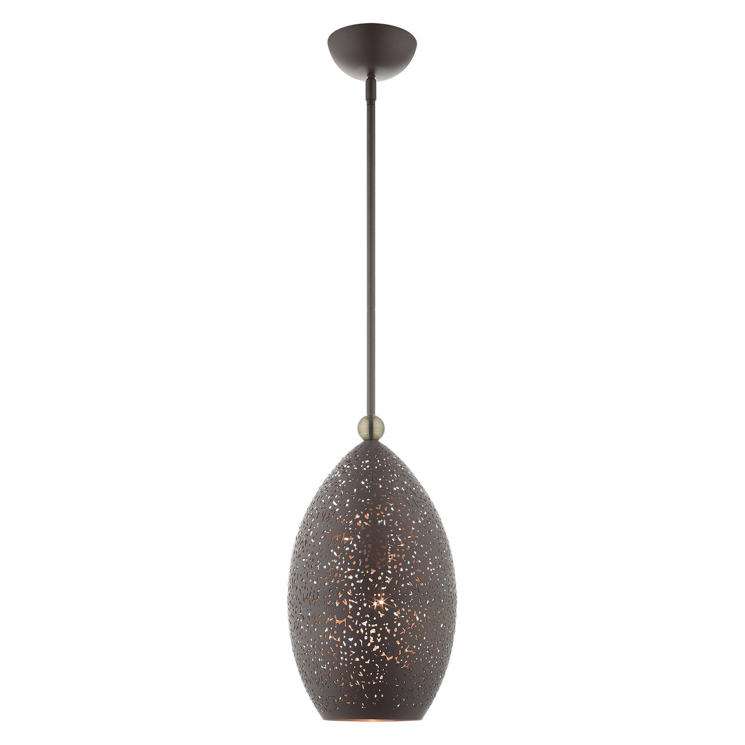 Livex Lighting - 49182-07 - One Light Pendant - Charlton - Bronze w/ Antique Brasss