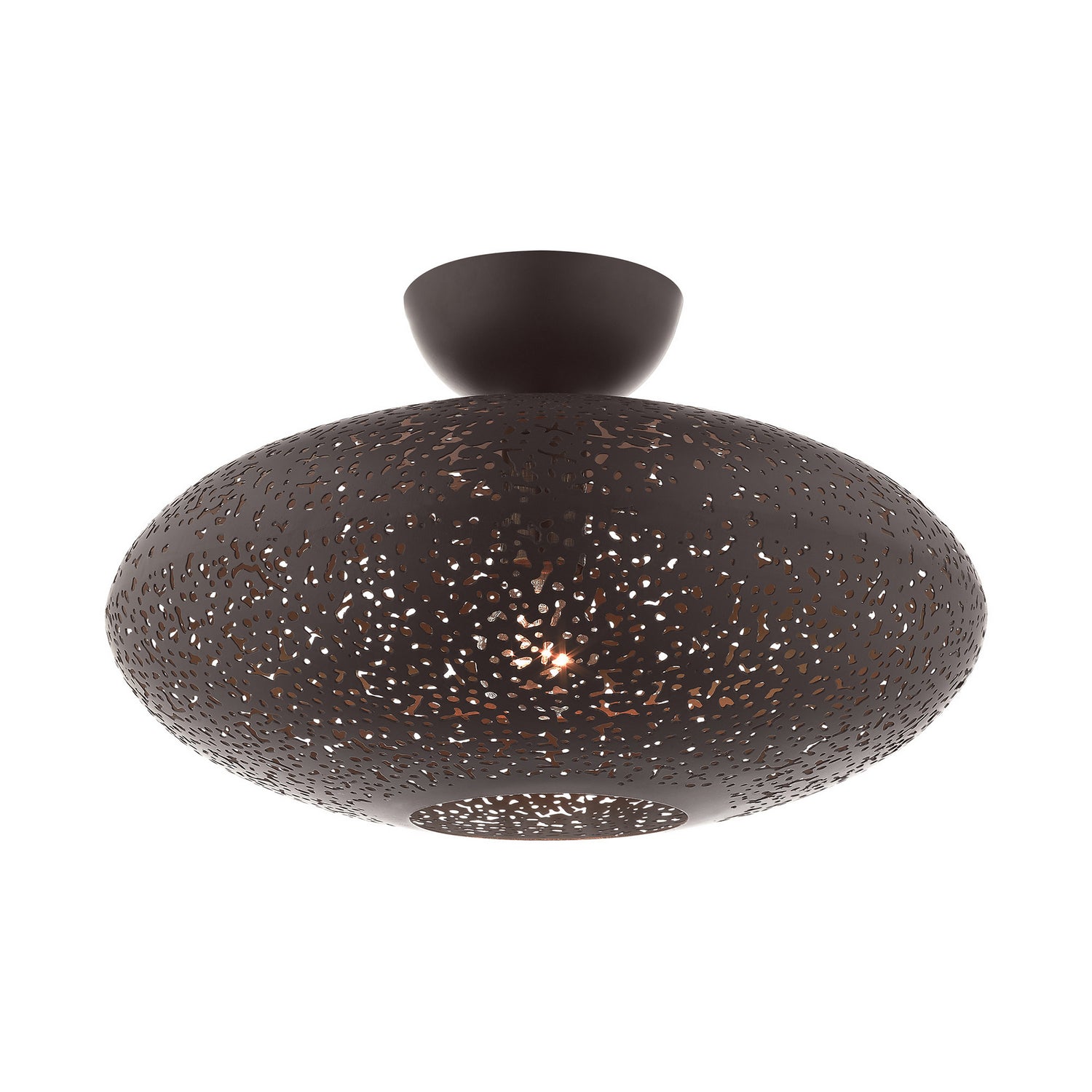 Livex Lighting - 49183-07 - One Light Semi Flush Mount - Charlton - Bronze w/ Antique Brasss