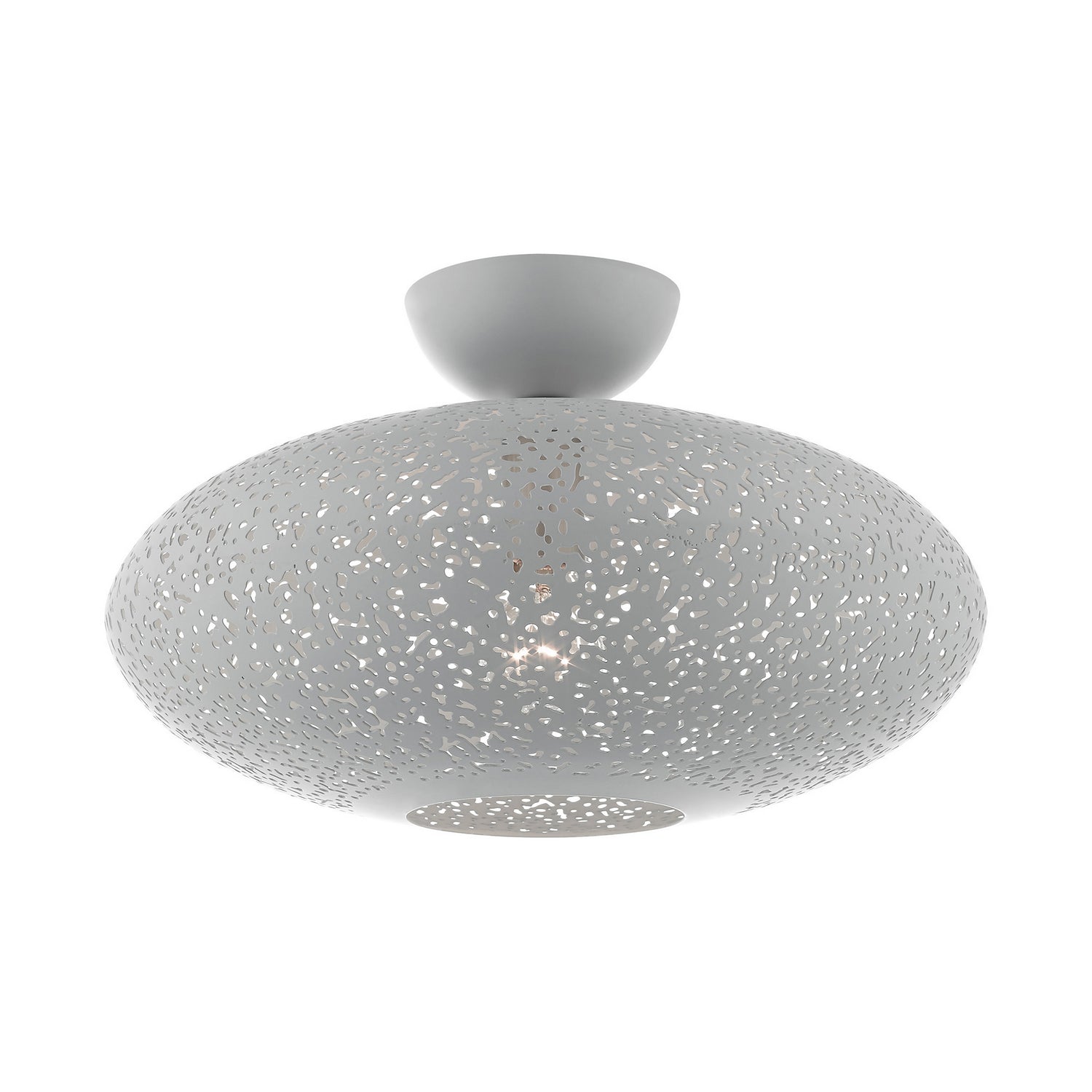 Livex Lighting - 49183-80 - One Light Semi Flush Mount - Charlton - Nordic Gray w/ Brushed Nickels