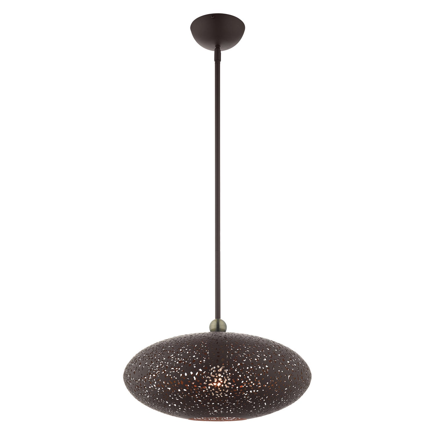 Livex Lighting - 49184-07 - One Light Pendant - Charlton - Bronze w/ Antique Brasss