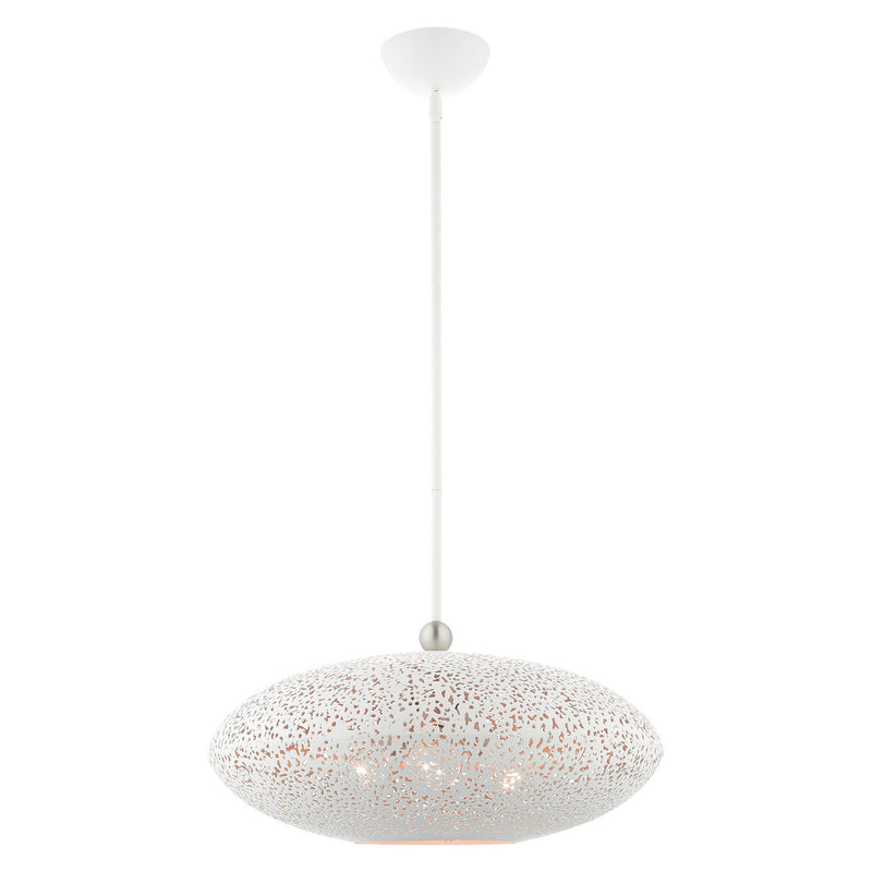 Livex Lighting - 49185-03 - Three Light Pendant - Charlton - White w/ Brushed Nickels