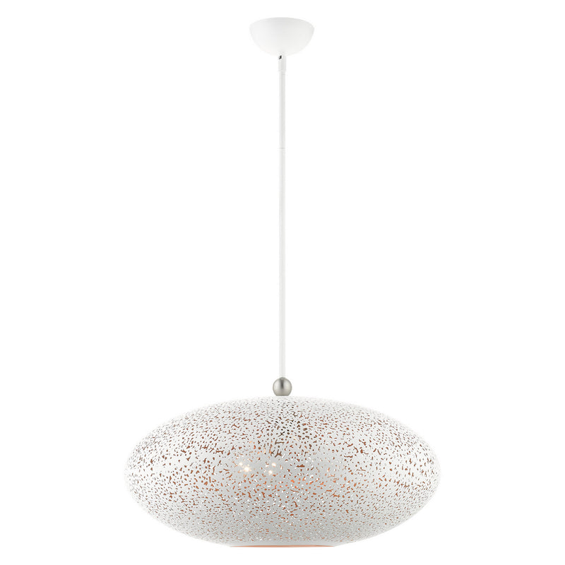 Livex Lighting - 49186-03 - Three Light Pendant - Charlton - White w/ Brushed Nickels