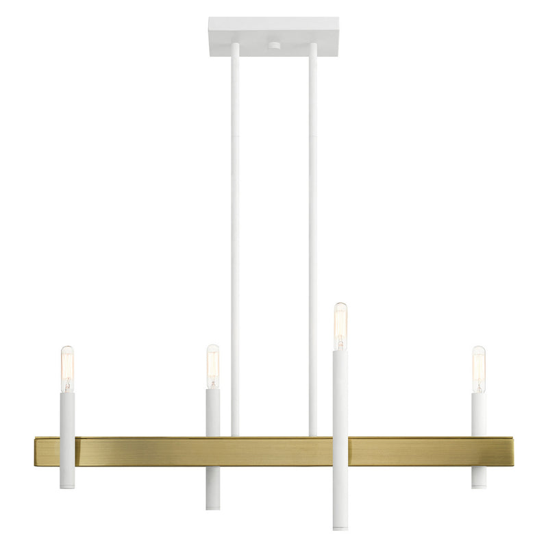 Livex Lighting - 49334-03 - Four Light Chandelier - Denmark - White w/ Antique Brasss
