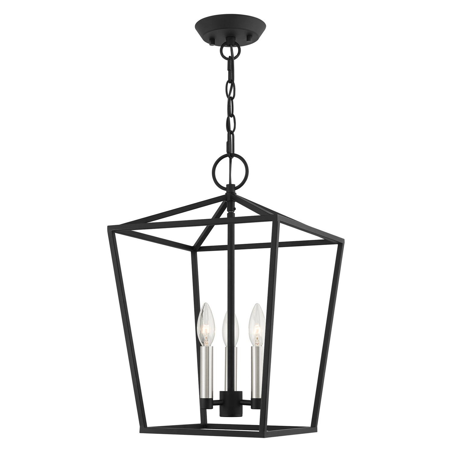 Livex Lighting - 49433-04 - Three Light Convertible Semi Flush/Lantern - Devone - Black w/ Brushed Nickels
