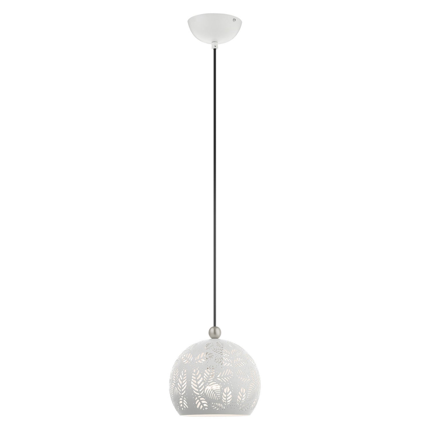 Livex Lighting - 49541-03 - One Light Pendant - Chantilly - White w/ Brushed Nickels
