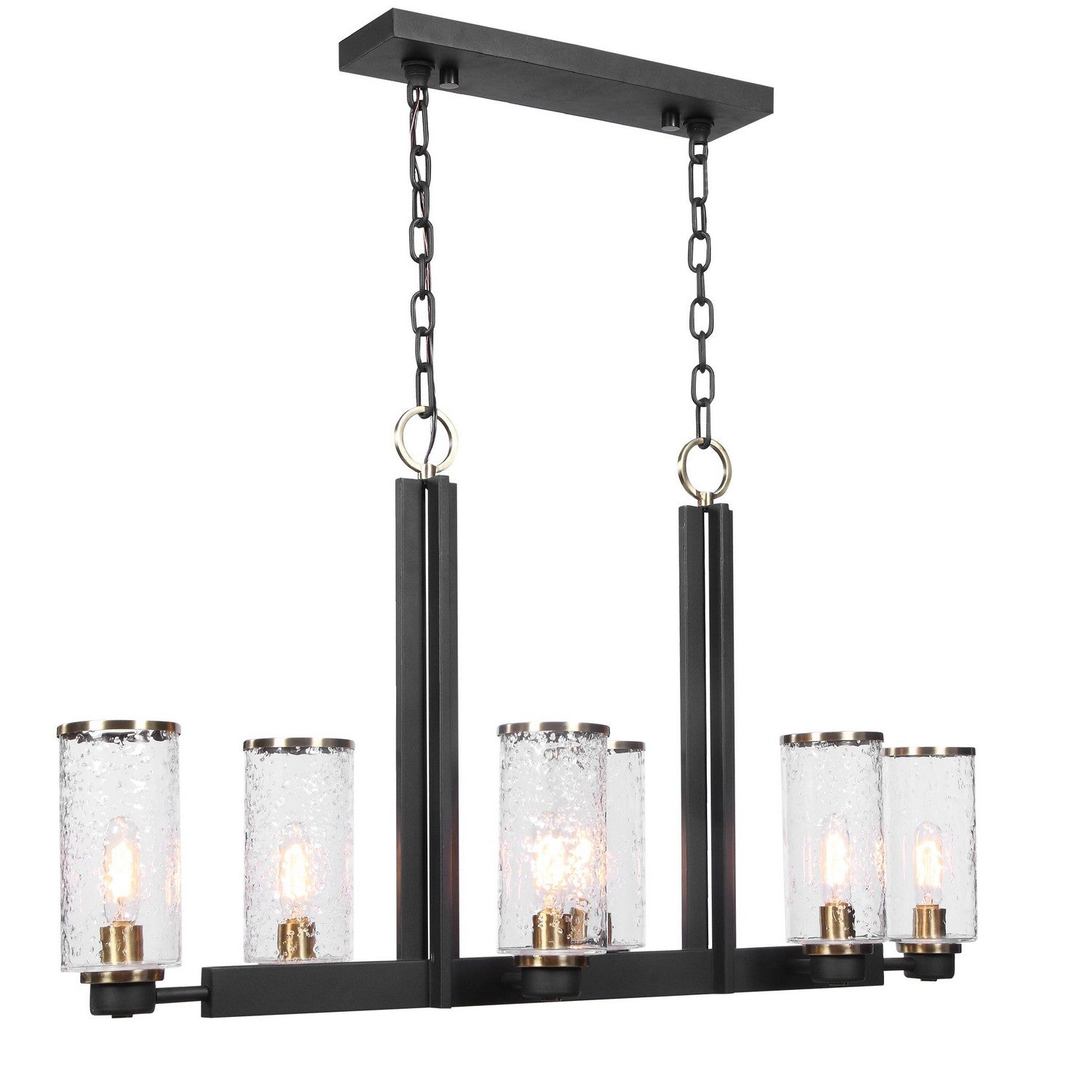 Uttermost - 21333 - Six Light Island Pendant - Jarsdel - Black & Antique Brass