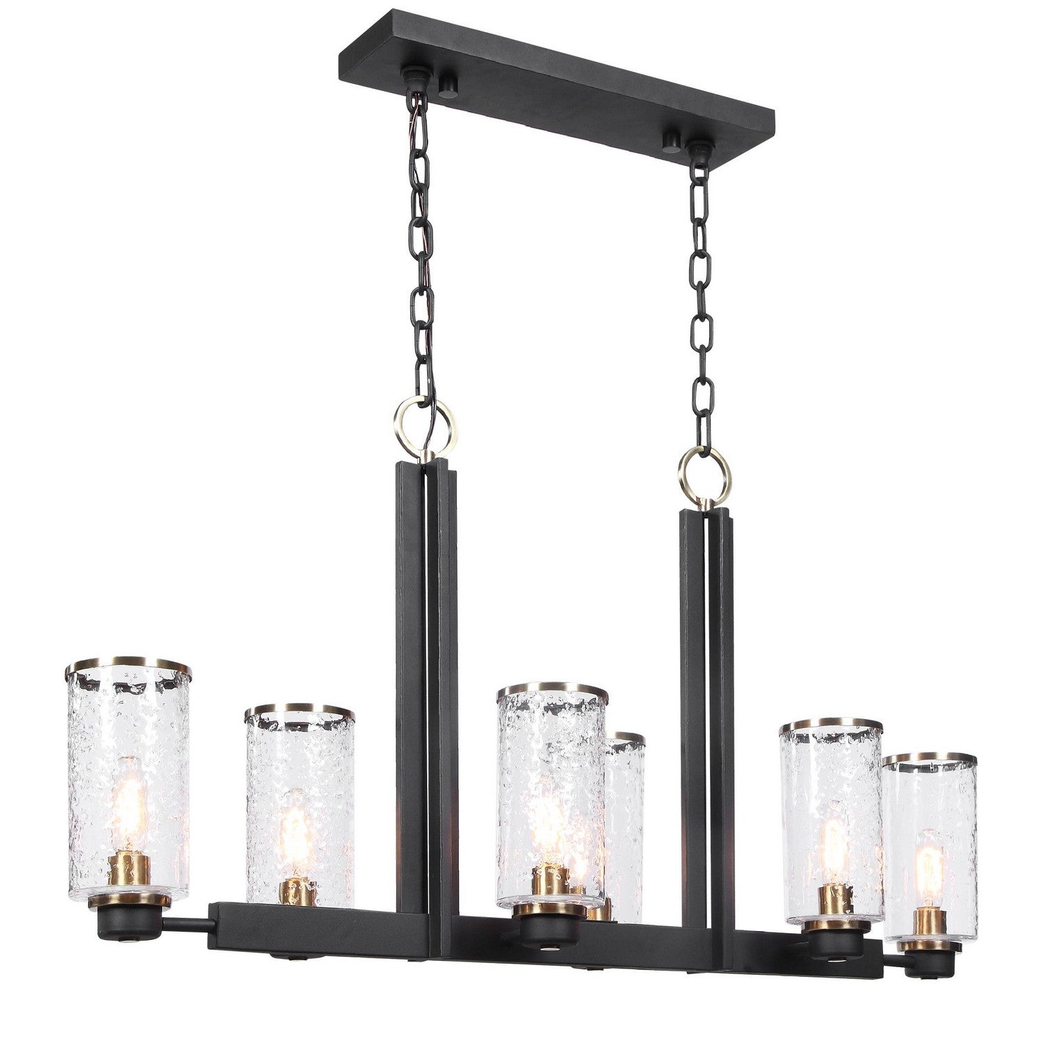 Uttermost - 21333 - Six Light Island Pendant - Jarsdel - Black & Antique Brass