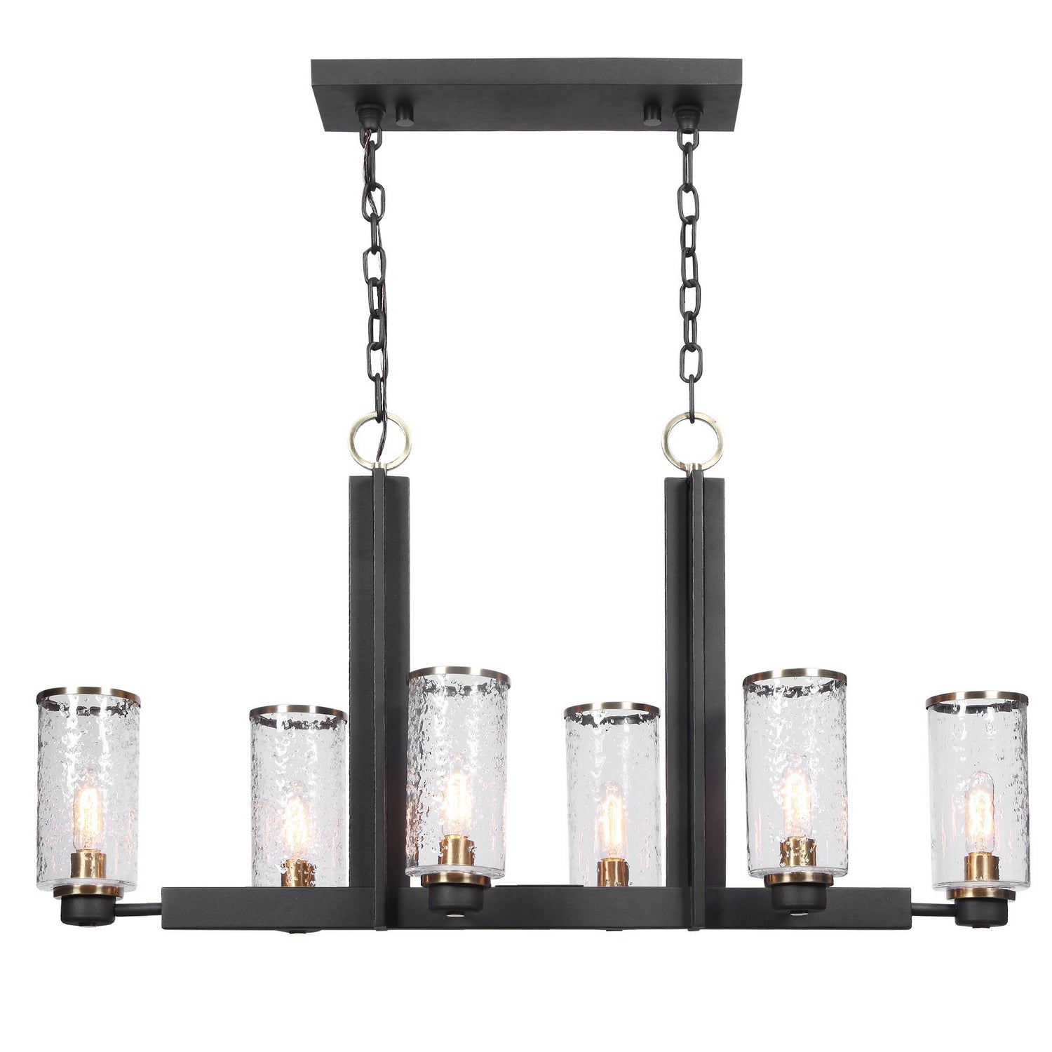 Uttermost - 21333 - Six Light Island Pendant - Jarsdel - Black & Antique Brass