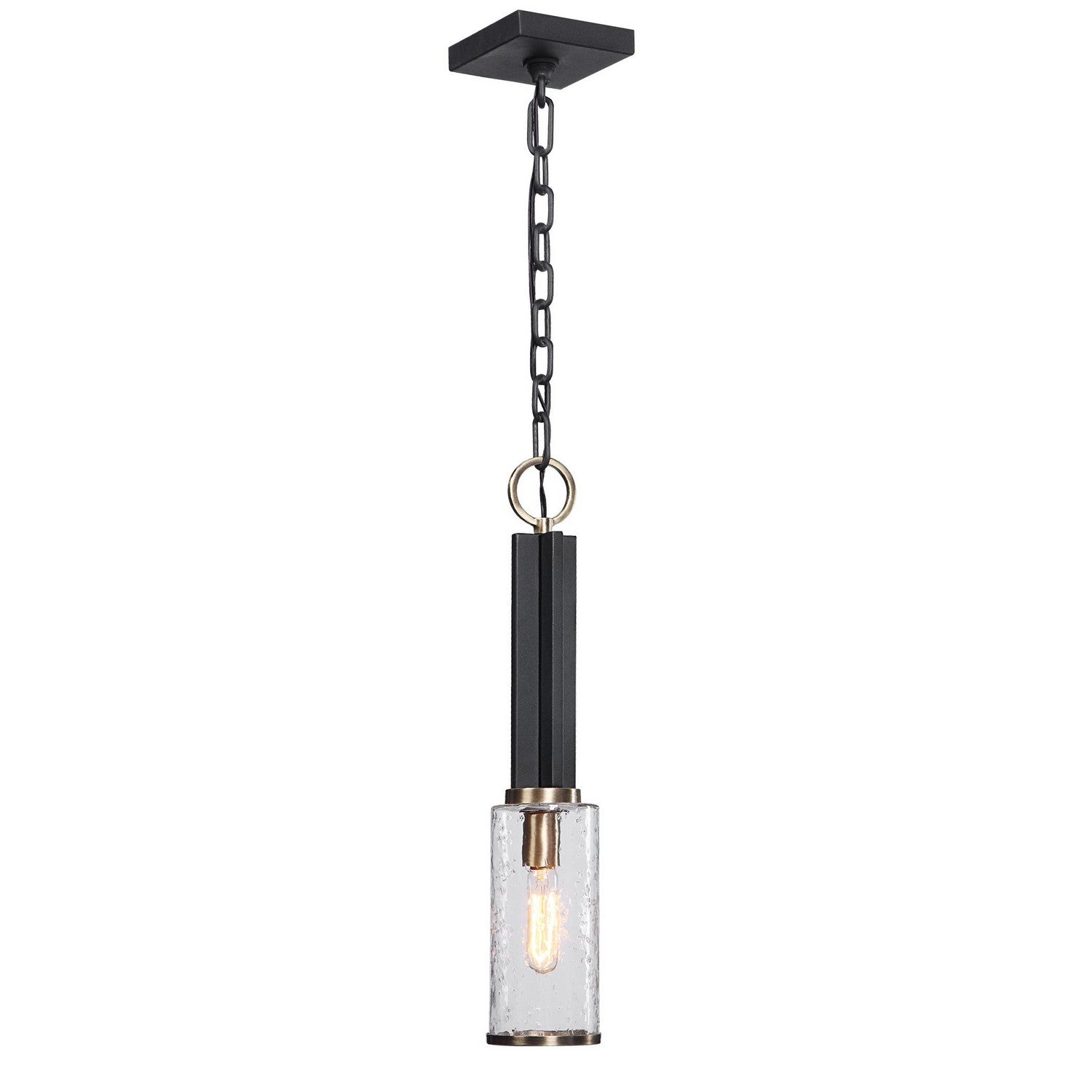 Uttermost - 22191 - One Light Mini Pendant - Jarsdel - Black & Antique Brass