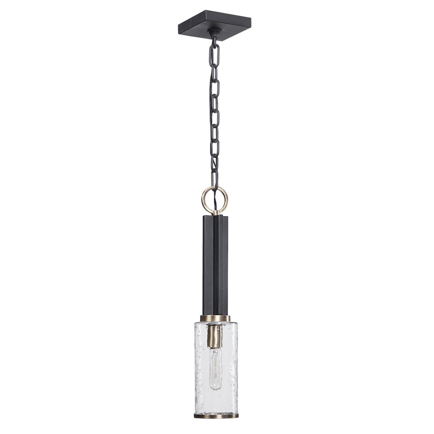 Uttermost - 22191 - One Light Mini Pendant - Jarsdel - Black & Antique Brass