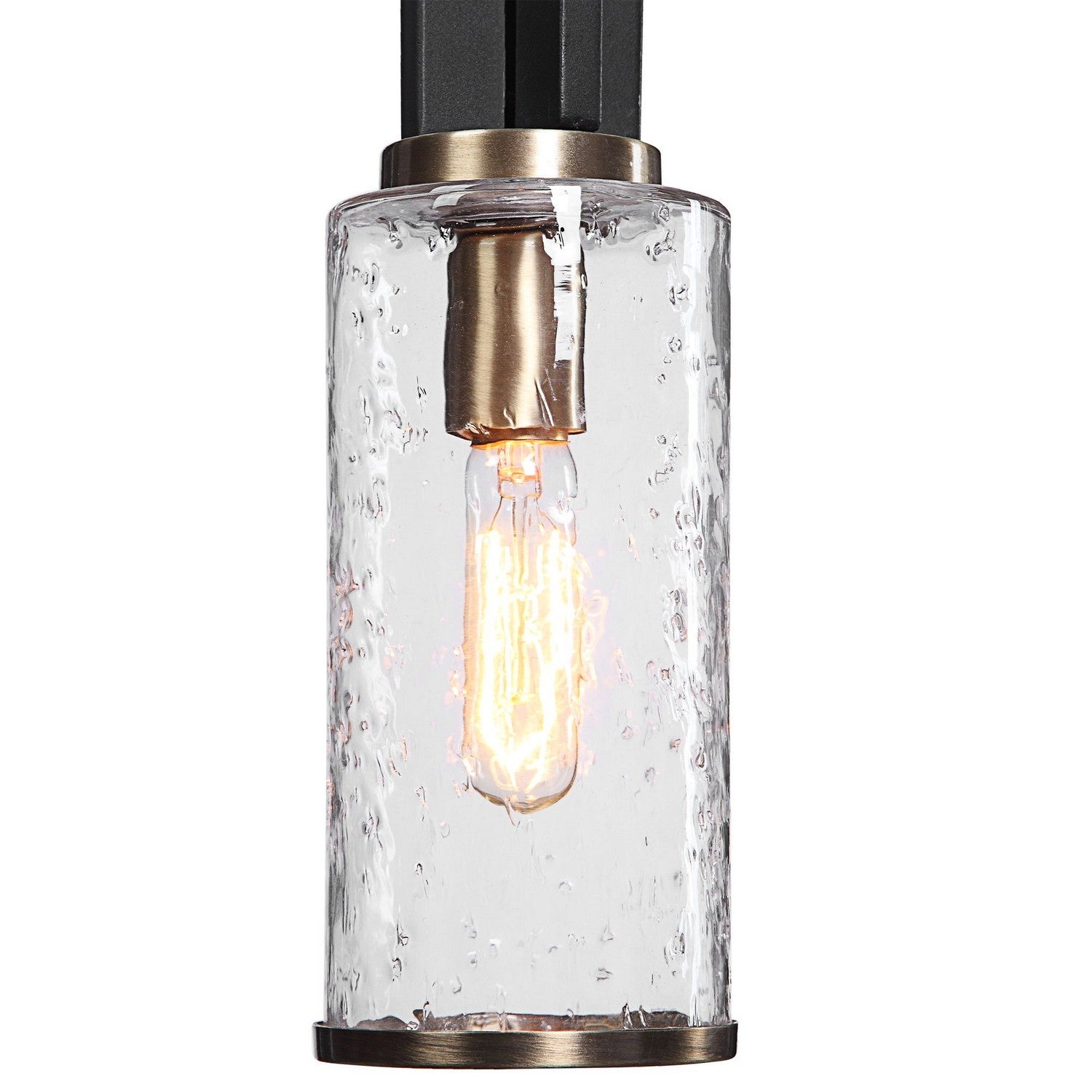 Uttermost - 22191 - One Light Mini Pendant - Jarsdel - Black & Antique Brass