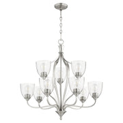 Quorum - 6127-9-265 - Nine Light Chandelier - Jardin - Satin Nickel w/ Clear/Seeded