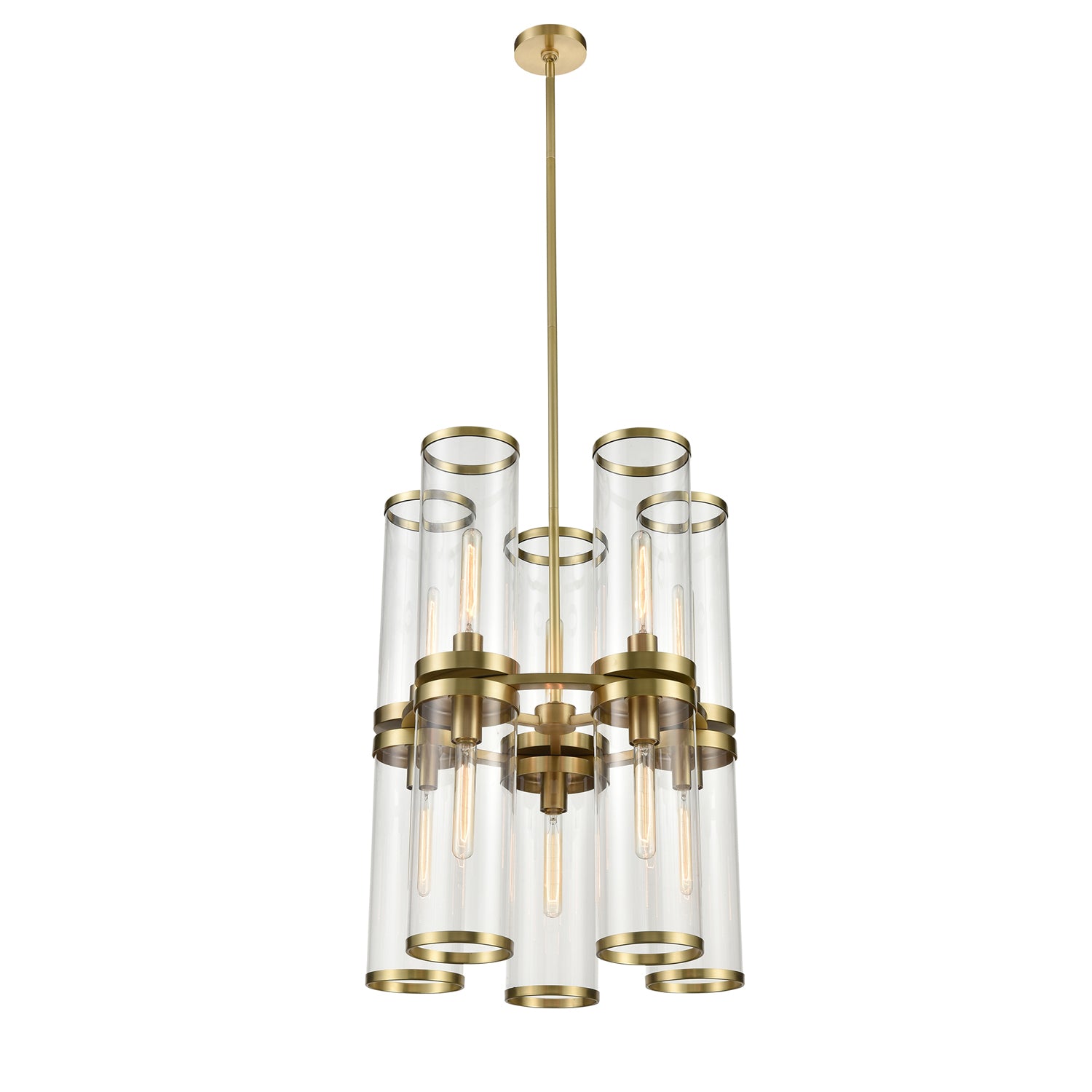 Alora - CH311655NBCG - Ten Light Chandelier - Revolve Ii - Clear Glass/Natural Brass