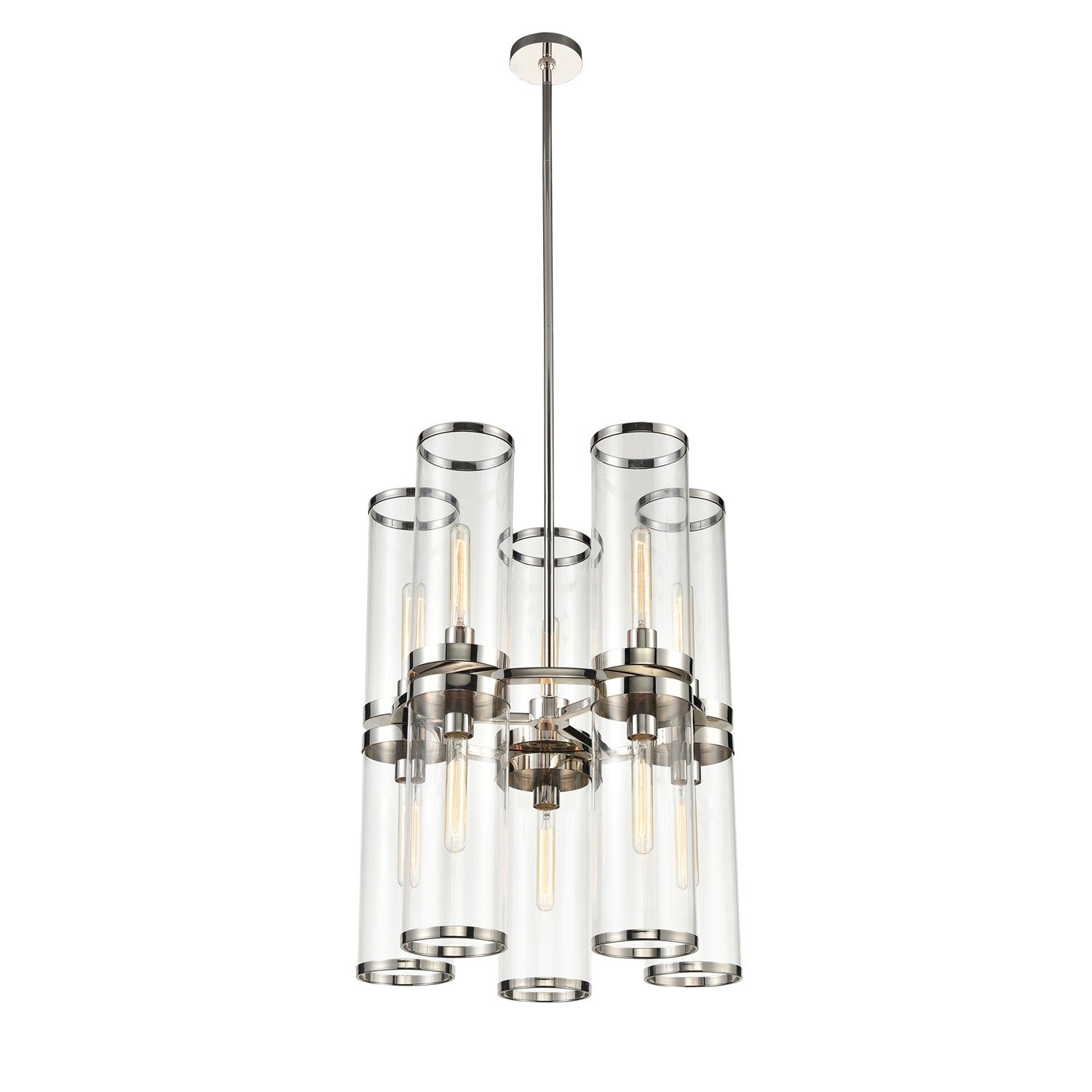 Alora - CH311655PNCG - Ten Light Chandelier - Revolve Ii - Clear Glass/Polished Nickel